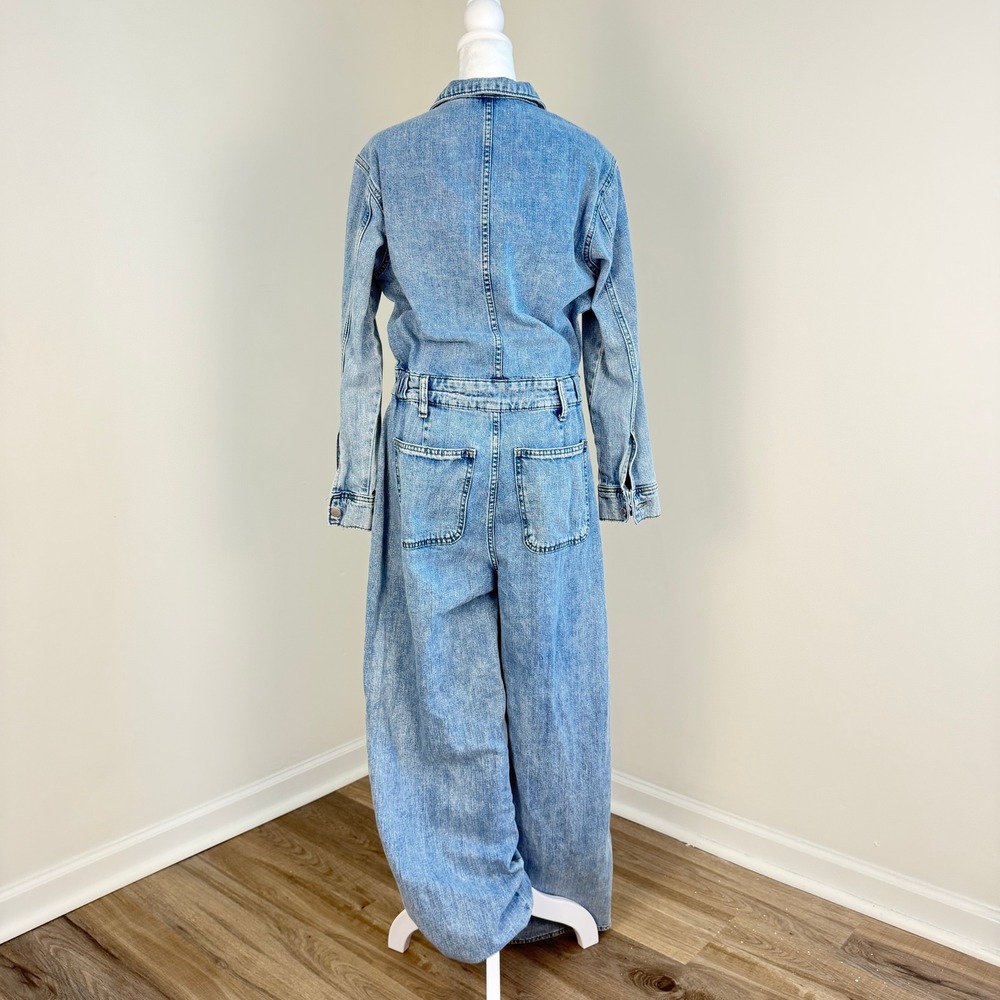 Universal Thread Denim Jumpsuit Women 8/R Utility Boiler Suit Long Sleeve - Picture 5 of 10